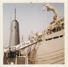 Odax at Lisbon, Portugal outboard of USS Robert L. Wilson DD-847 (?) 1970