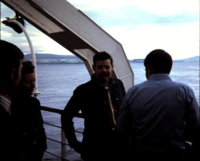 Quinn(?), Unknown, J. Rowlingson, R. Walton on Holy Loch/Dunoon to Glasgow ferry 1970