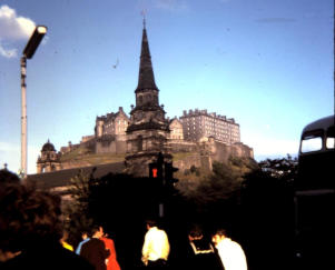 Quinn (?), Warren (yellow jacket), and Walton; Edinburgh Castle in background 1970