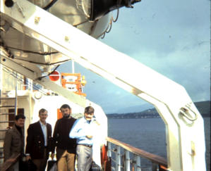 "Pudgy" Walton, Quinn(?), M Warren, R Walton on Holy Loch/Dunoon to Glasgow ferry 1970